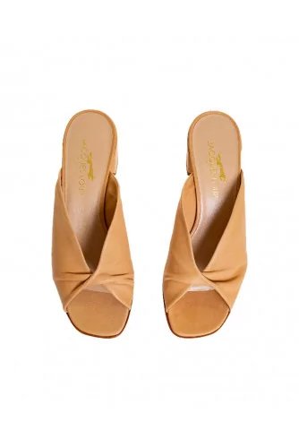 Camel colored draped mules Jacques Loup for women