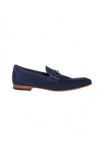 Navy blue moccasins with rubber bit Jacques Loup for men