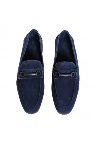 Navy blue moccasins with rubber bit Jacques Loup for men