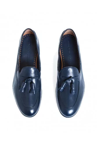 Mocassin Fratelli Rossetti bleu marine avec pompons pour homme