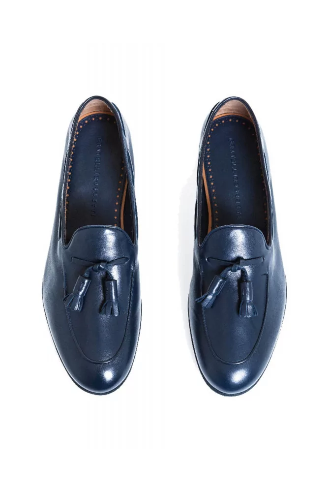 Mocassin Fratelli Rossetti bleu marine avec pompons pour homme Mocassin Fratelli Rossetti bleu marine avec pompons pour homme
