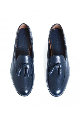 Moccasins Fratelli Rossetti navy blue with tassels for men