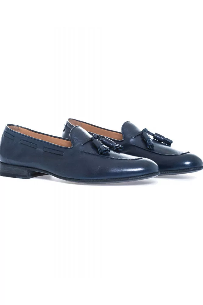 Mocassin Fratelli Rossetti bleu marine avec pompons pour homme Mocassin Fratelli Rossetti bleu marine avec pompons pour homme