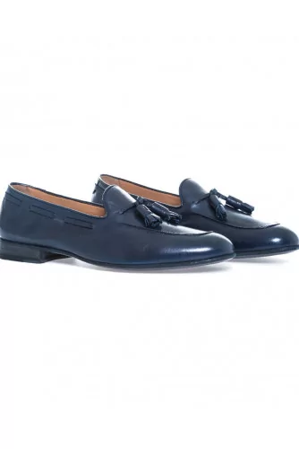 Mocassin Fratelli Rossetti bleu marine avec pompons pour homme