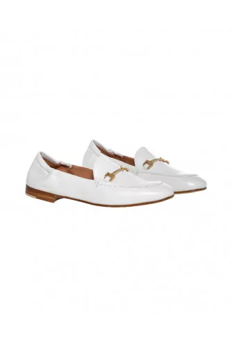 White moccasins with metallic bit Mara Bini for women