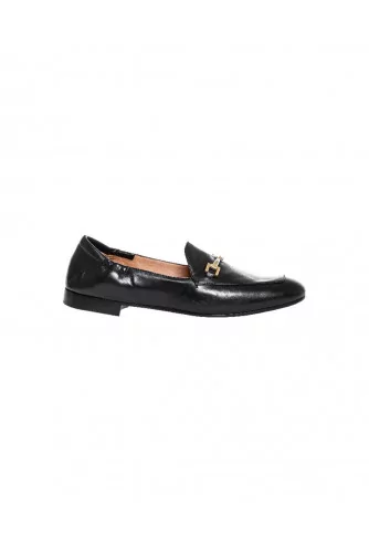 Black moccasins with golden metallic bit Jacques Loup for women