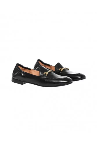 Black moccasins with golden metallic bit Jacques Loup for women