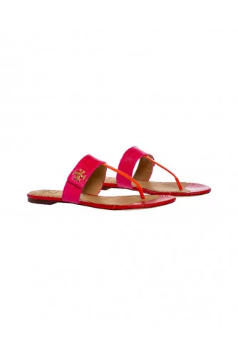 Mule entredoigt Tory Burch "Kira" fushia et rouge