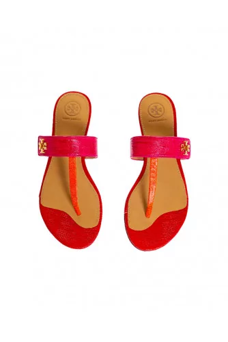 Fuschia and red toe thong mules "Kira" Tory Burch for women