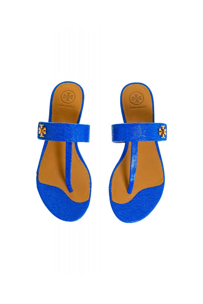 Kira of Tory Burch Leather toe thong mules blue for women