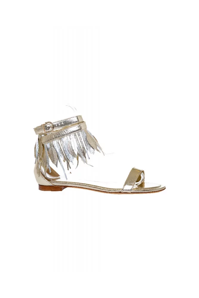 Gold colored sandals with decorative leaves Tod's for women