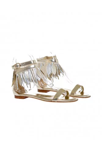 Gold colored sandals with decorative leaves Tod's for women