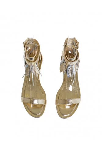 Gold colored sandals with decorative leaves Tod's for women
