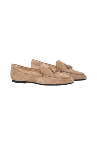 Mocassin Tod's marron avec pompons pour femme