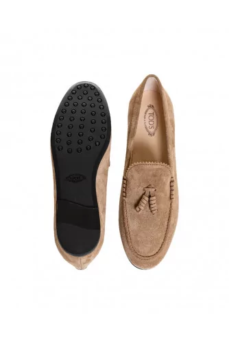 Mocassin Tod's marron avec pompons pour femme