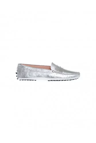 Silver moccasins with penny strap Tod's for women