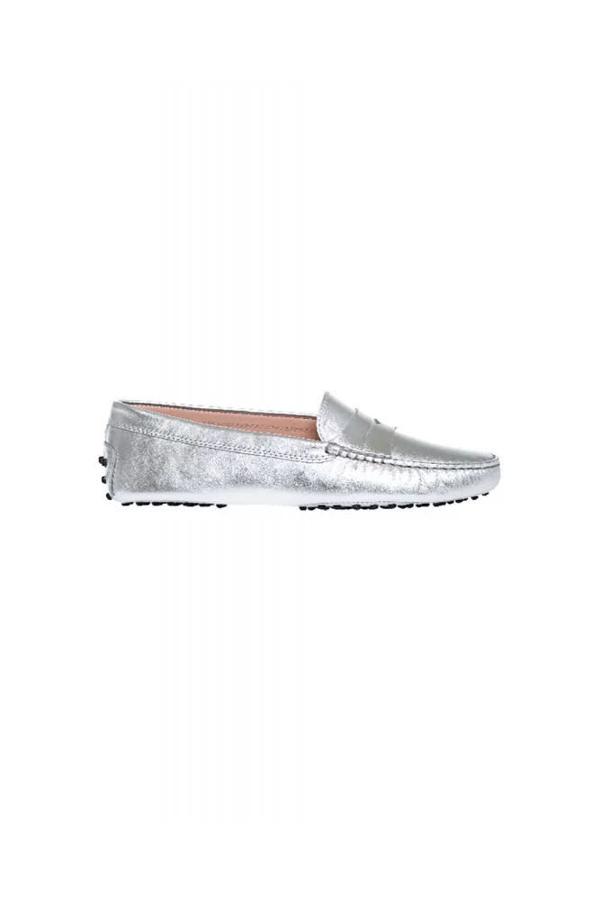 Silver moccasins with penny strap Tod's for women