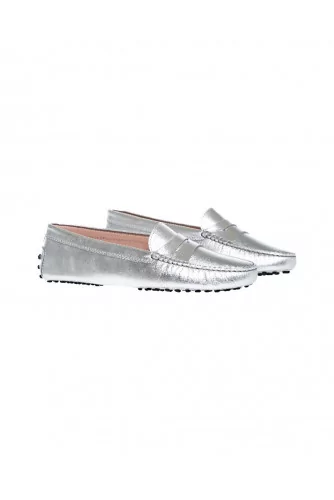 Silver moccasins with penny strap Tod's for women