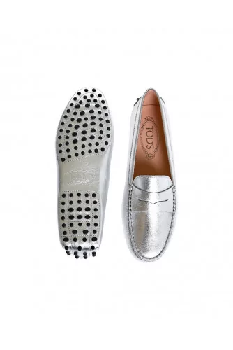 Silver moccasins with penny strap Tod's for women