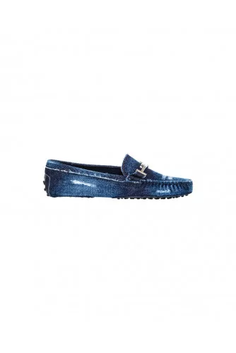 Dark blue denim moccasins with metallic bit Tod's for women