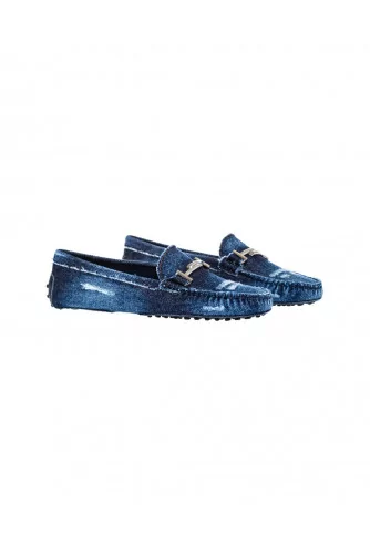 Dark blue denim moccasins with metallic bit Tod's for women