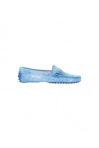 Light blue denim moccasins with metallic bit Tod's for women