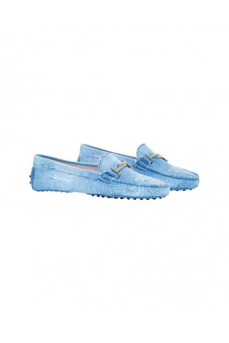 Light blue denim moccasins with metallic bit Tod's for women