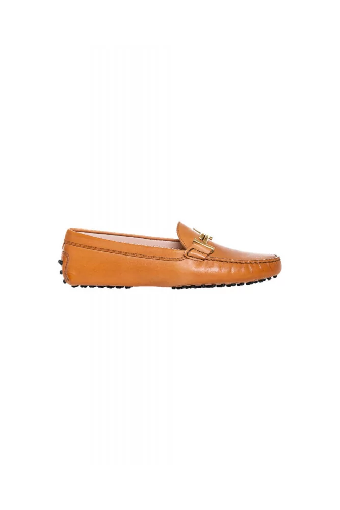 Cognac colored moccasins "Double T" Tod's for women