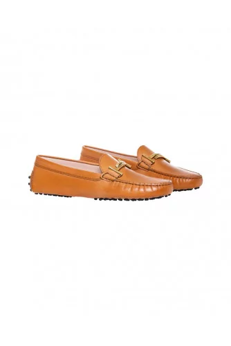 Cognac colored moccasins "Double T" Tod's for women