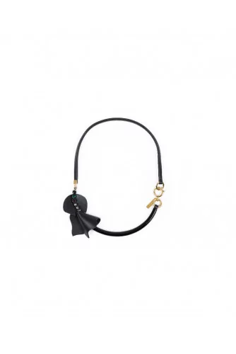 Collier avec lien en cuir Marni fleur en cuir et demi-cercle rigide - noir