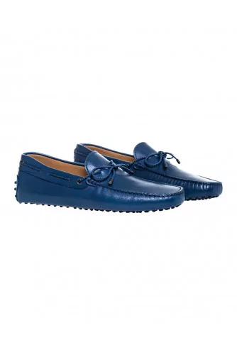 Mocassin Tod's veau souple bleu marine avec lacets pour homme