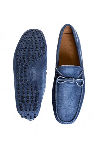 Mocassin Tod's croûte bleu denim avec lacets pour homme