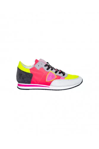 Tennis Philippe Model "Tropez pop fluo" jaune et fushia pour femme