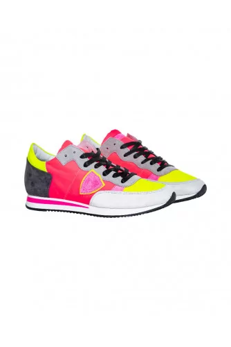 Tennis Philippe Model "Tropez pop fluo" jaune et fushia pour femme