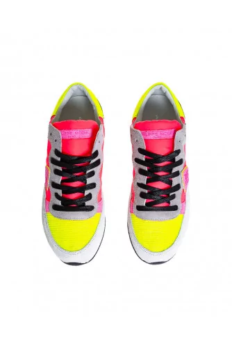 Tennis Philippe Model "Tropez pop fluo" jaune et fushia pour femme