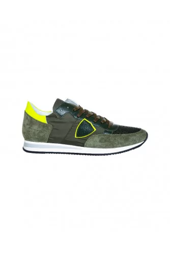 Tennis Philippe Model "Tropez" kaki et jaune pour homme