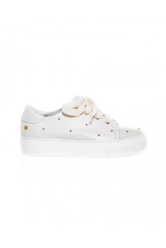 Leather sneakers with golden studs