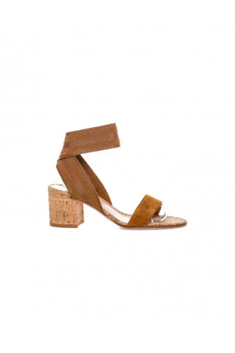 Suede sandals with elastic strap