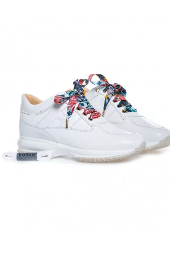 Sneakers Hogan "Interactive" white with multicolored laces for women