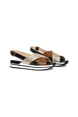 Sandals Hogan "222" black/golden for women