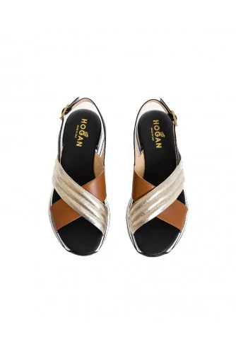 Sandals Hogan "222" black/golden for women