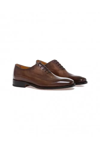 Dark brown patina brogue shoes Jacques Loup for men