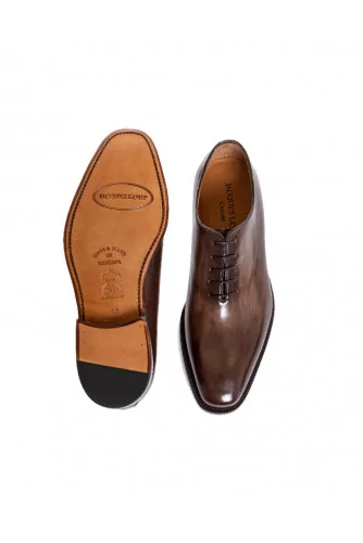 Dark brown patina brogue shoes Jacques Loup for men