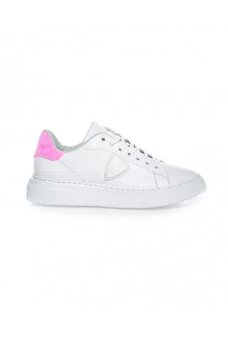 White sneakers with fuschia counter "Temple" Philippe Model for women