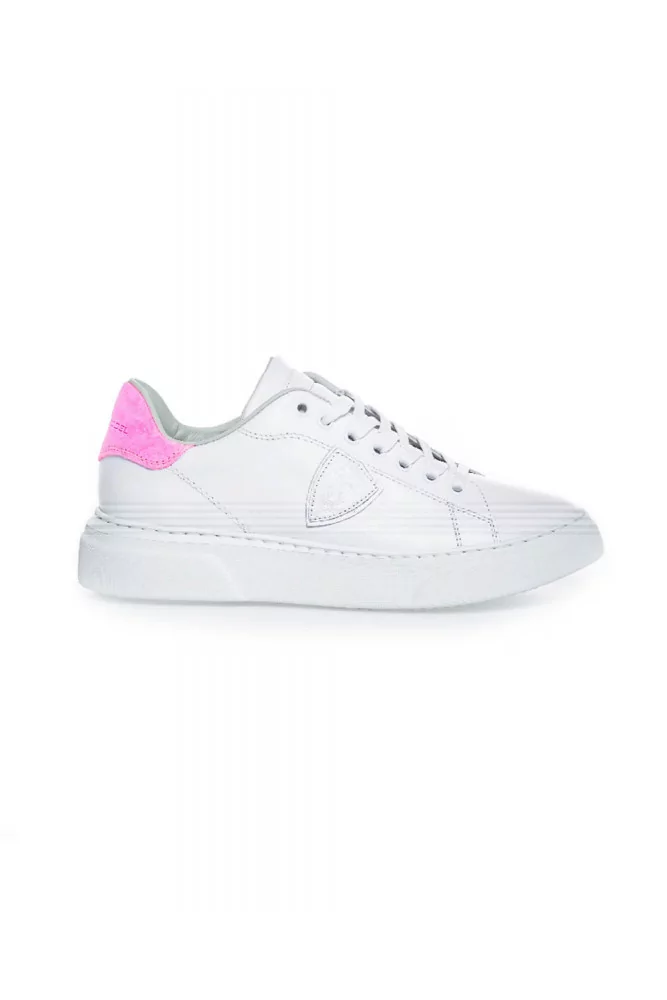 White sneakers with fuschia counter "Temple" Philippe Model for women