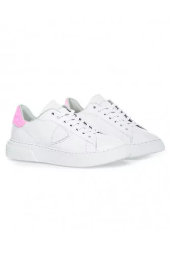 Tennis Philippe Model "Temple" blanc et fushia pour femme