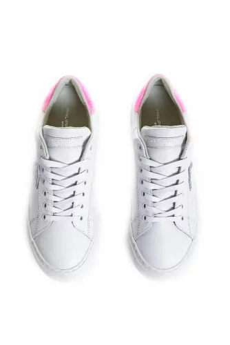 White sneakers with fuschia counter "Temple" Philippe Model for women