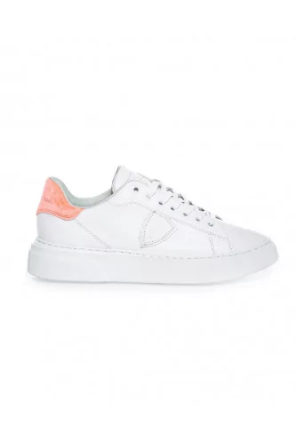 White sneakers with orange counter "Temple" Philippe Model for women