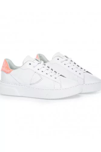 White sneakers with orange counter "Temple" Philippe Model for women