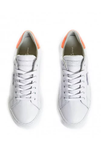 White sneakers with orange counter "Temple" Philippe Model for women